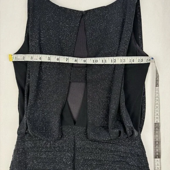 Xscape Sexy Mini Cocktail Dress Charcoal Glitter Cutout Back Bodycon Lined SZ 4 - Picture 12 of 16